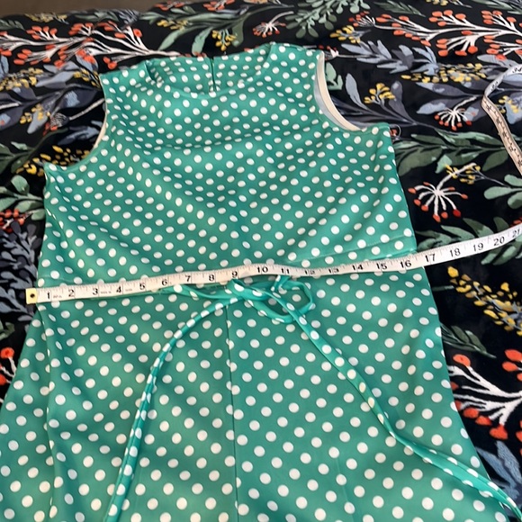 Vintage handmade polka dot polyester jumpsuit with matching shirt - Picture 12 of 16